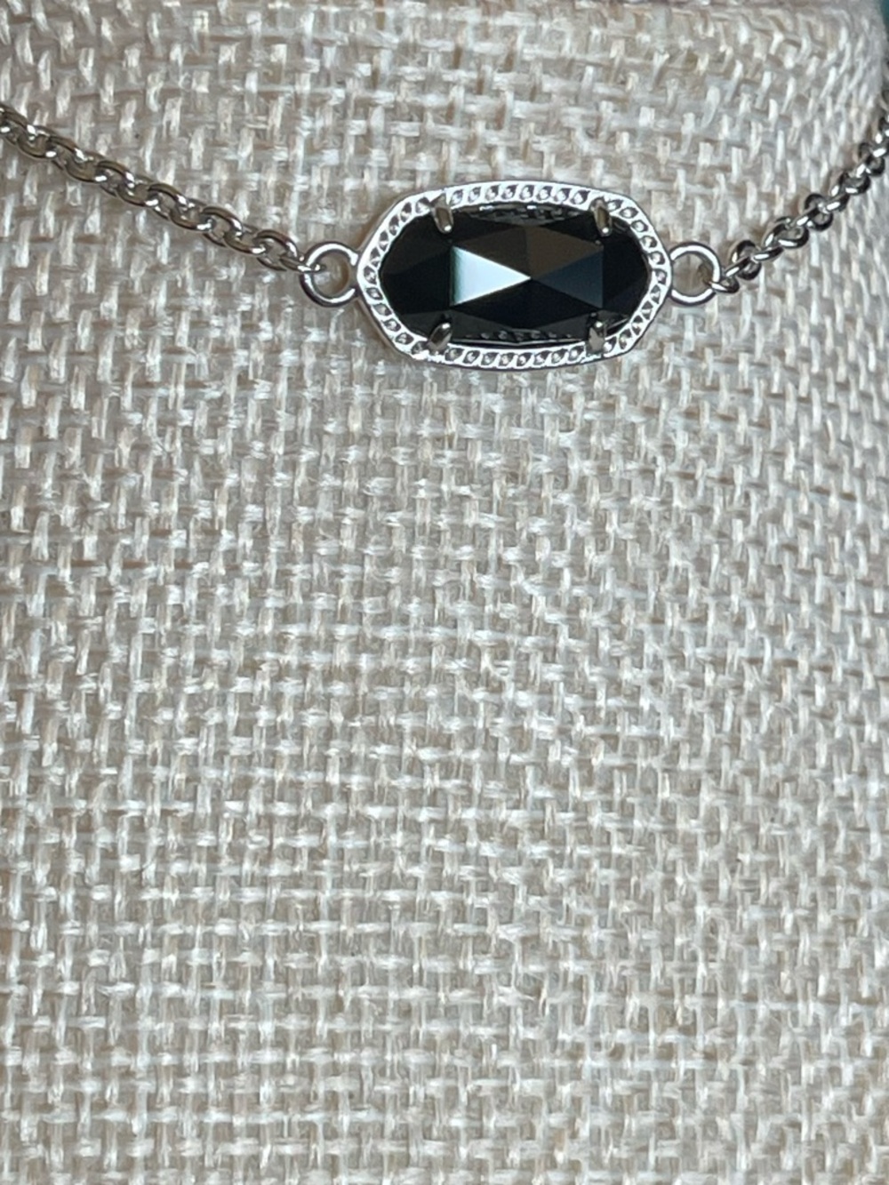 Kendra Scott Silver Chain Bracelet with Black Faceted Stone - Picture 2 of 6